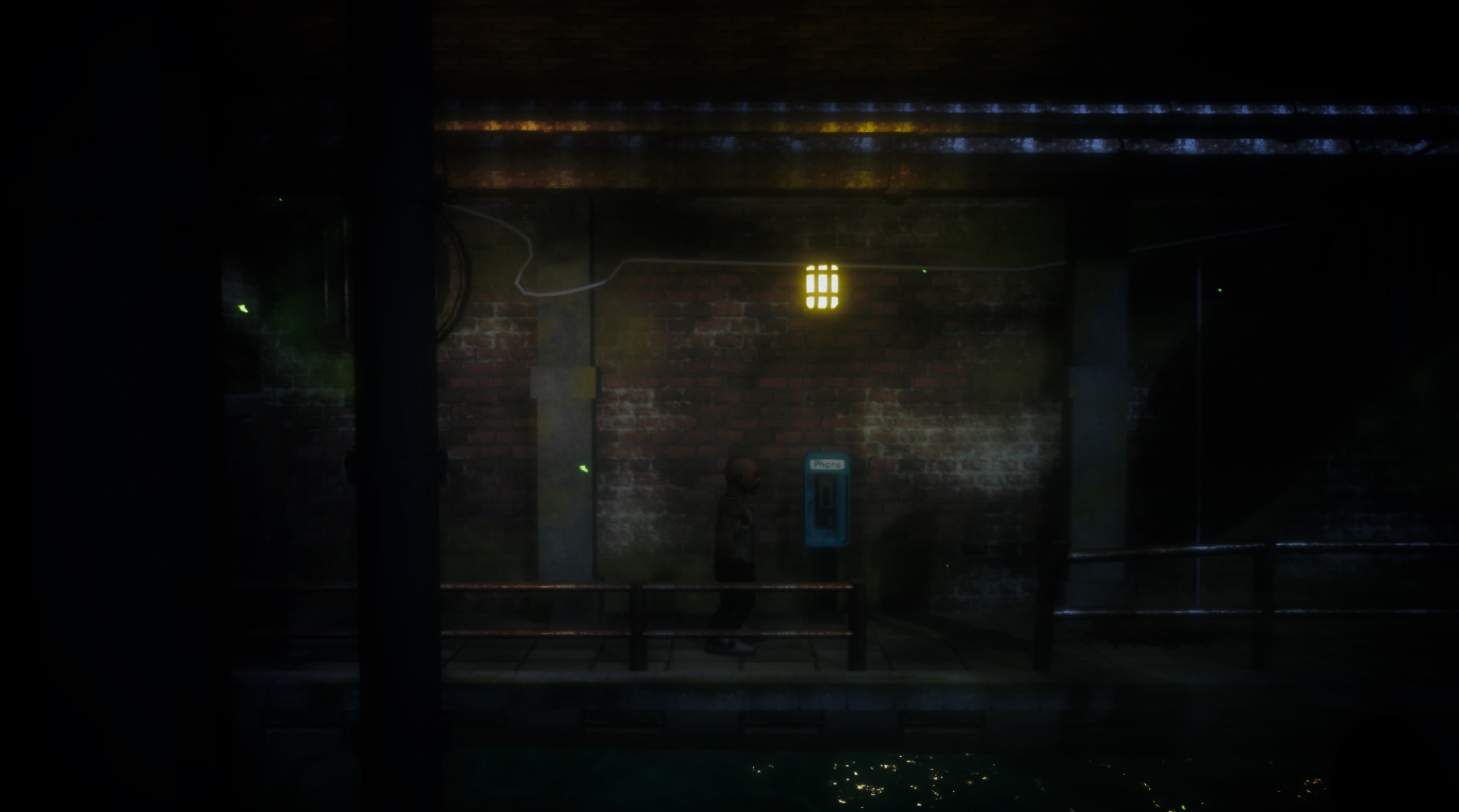 Work-in-progress underground route used to test atmosphere, interaction, and side-view presentation